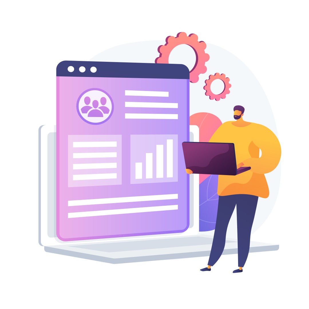 Illustration d’une interface de gestion client et de graphiques pour le CRM pour entreprise de Healem à Auch