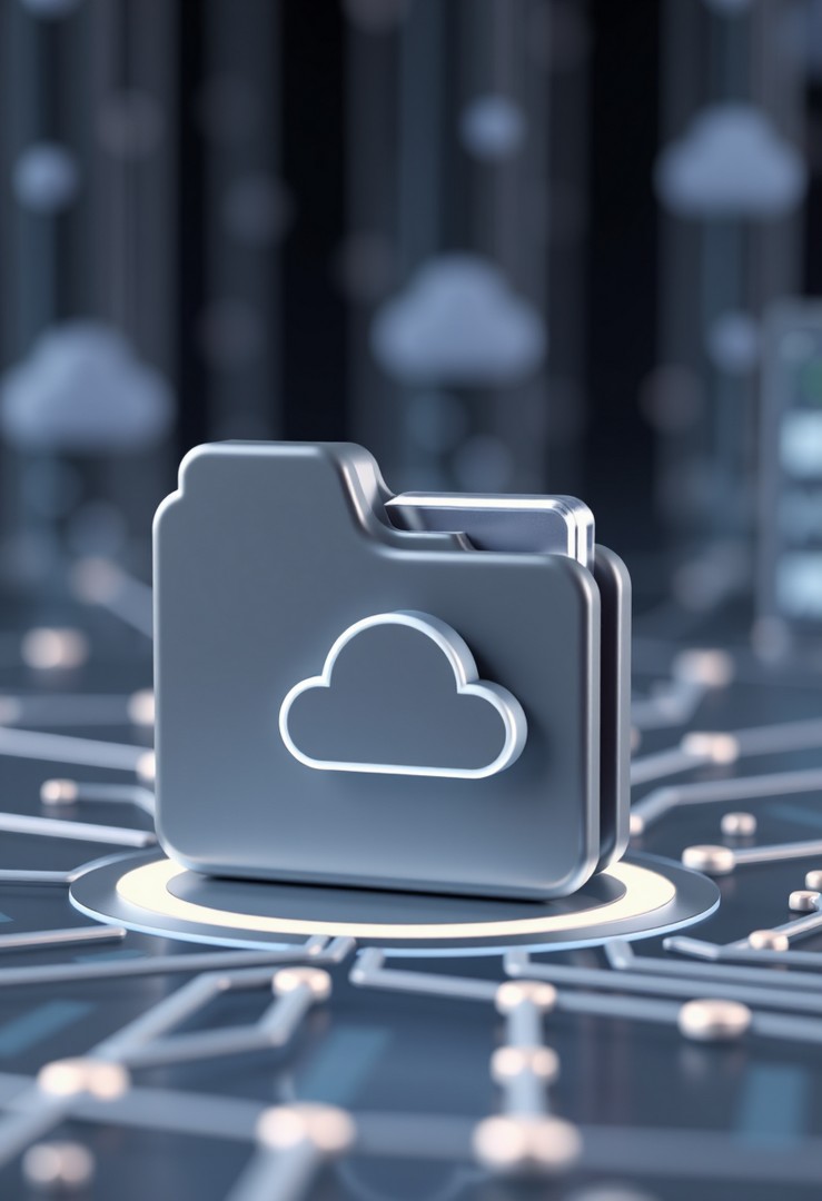 Dossier numérique avec symbole de cloud illustrant l’infogérance cloud proposée par Healem à Bayonne