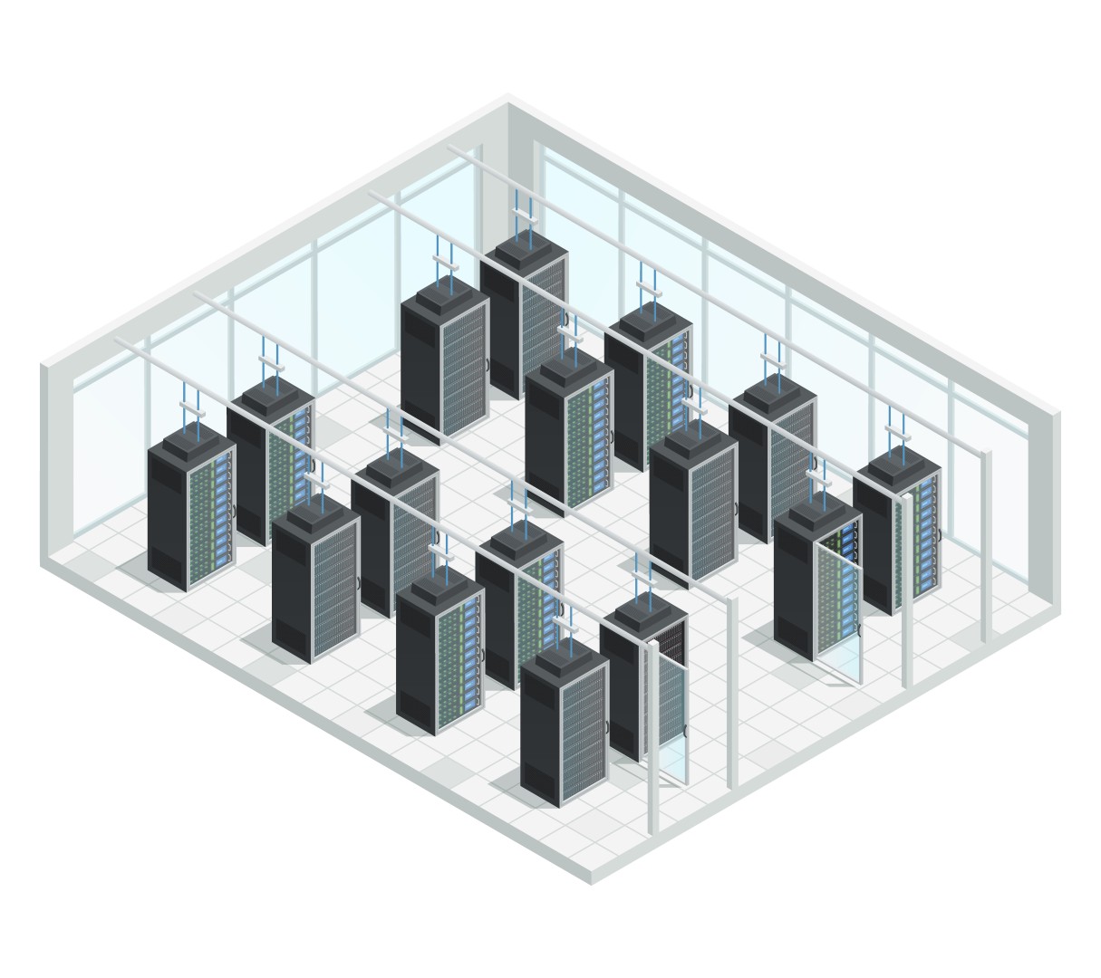 Illustration de baies informatiques pour les services d’infogérance de serveurs de Healem à Saint-Gaudens
