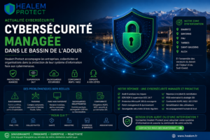 illustration qui représenta la cybersécurité managée avec le service healem protect